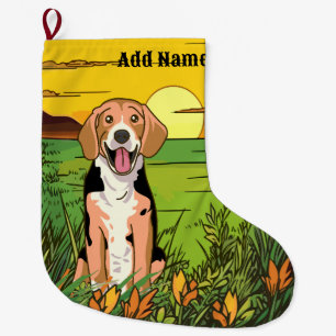 Beagle Dog Large Christmas Stocking