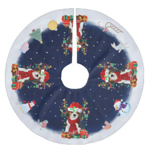 Beagle Dog Let it snow  Brushed Polyester Tree Skirt