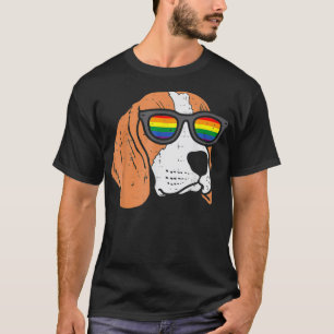 Beagle Dog LGBTQ Rainbow Flag Gay Pride Ally Dog L T-Shirt