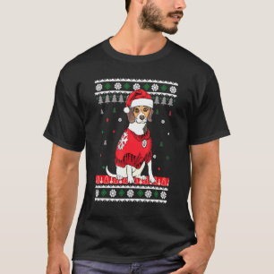Beagle Dog Light Christmas Wearing Santa Hat Tree T-Shirt