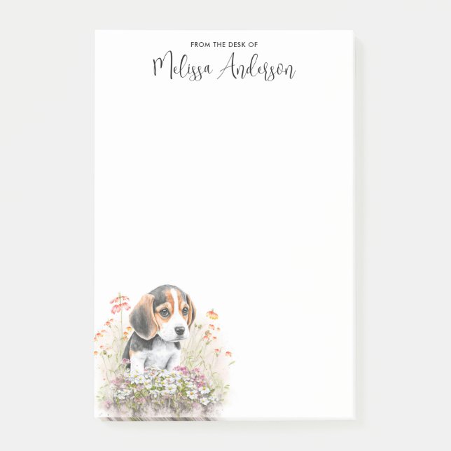 Beagle Dog Lover Cute Puppy Personalised Name Post-it Notes (Front)