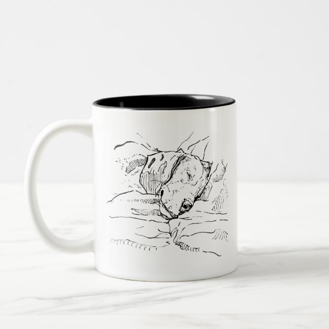 Beagle Dog Lover Illustration  Two-Tone Coffee Mug (Left)