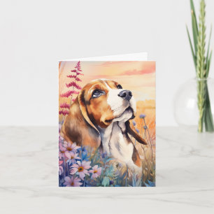 Beagle Dog Lover with Wildflower Meadow Note Card