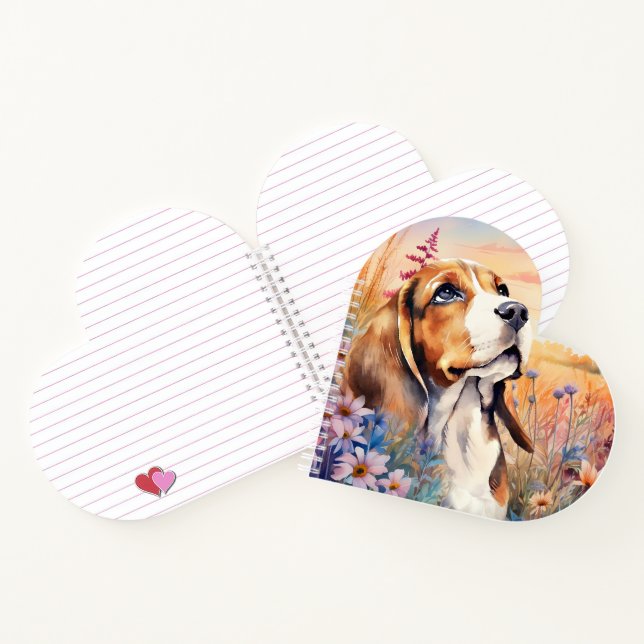 Beagle Dog Lover with Wildflower Meadow Notebook (Inside)