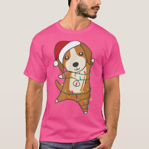 Beagle Dog Merry Christmas Fairy Lights Cute Dogs  T-Shirt