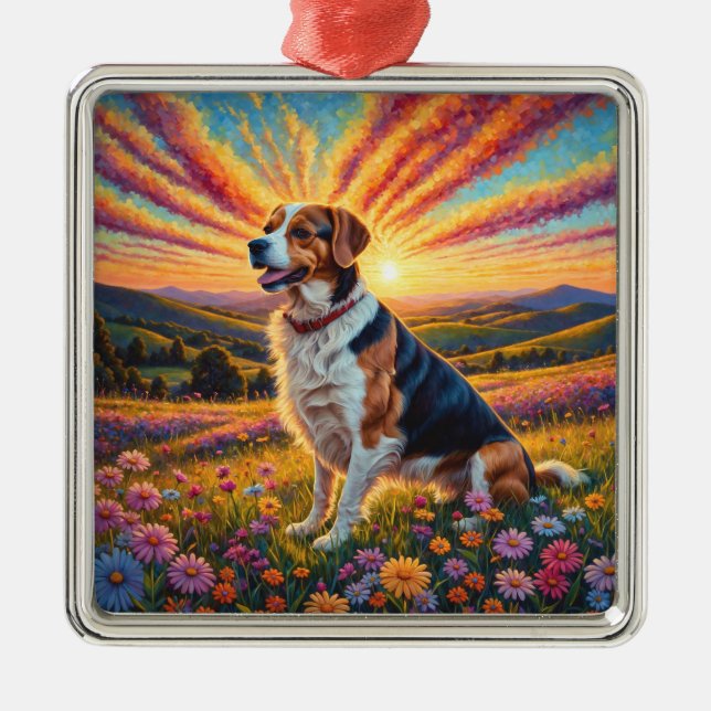 Beagle dog metal tree decoration (Front)