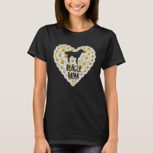 Beagle Dog Mom on Love Heart White Daisy Flowers T-Shirt