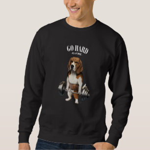 Beagle Dog Muscle Training With Barbell Shrug Bar Sweatshirt