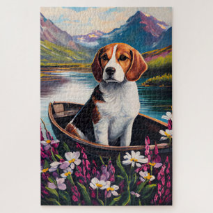 Beagle Dog on a Paddle: A Scenic Adventure Jigsaw Puzzle
