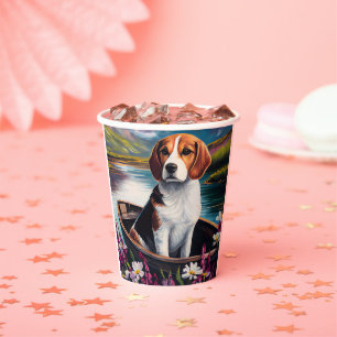 Beagle Dog on a Paddle: A Scenic Adventure Paper Cups