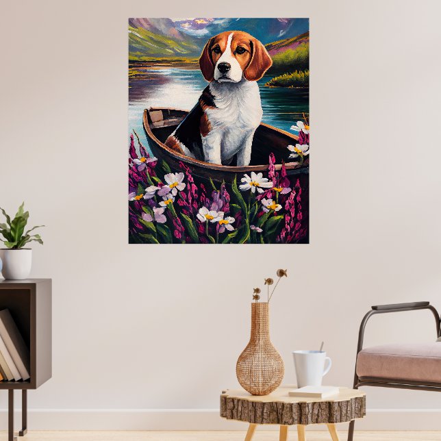 Beagle Dog on a Paddle: A Scenic Adventure Poster (Living Room 3)