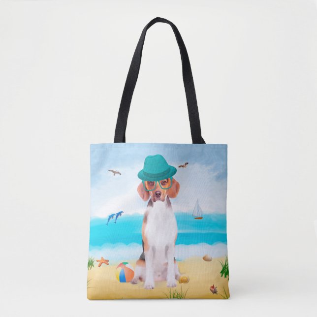 Beagle Dog On Beach Tote Bag (Front)
