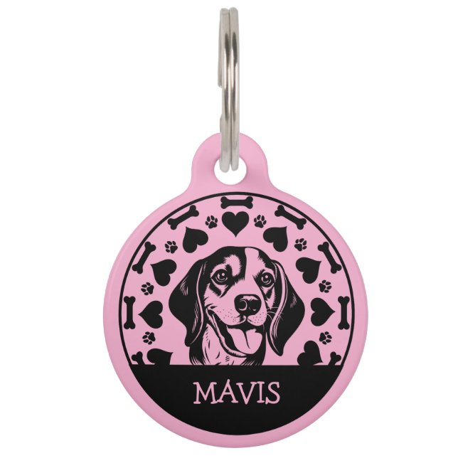 Beagle Dog Owner Pet Tag (Front)