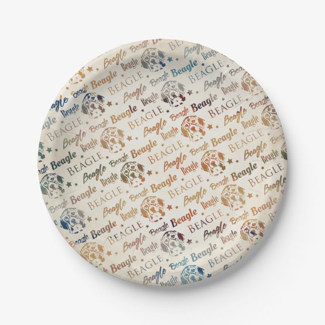 Beagle dog pattern paper plate (Front)