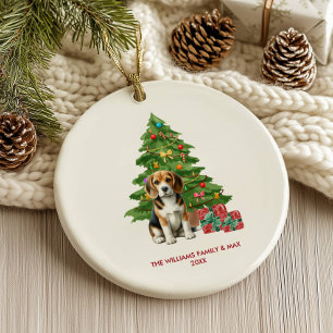 Beagle Dog Personalised Christmas Ceramic Tree Decoration