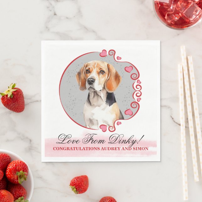 Beagle Dog Pet Wedding Napkins With Dogs Photo (Insitu)