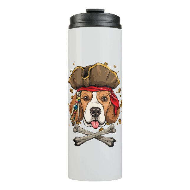 Beagle Dog Pirate Jolly Roger Flag Thermal Tumbler (Front)