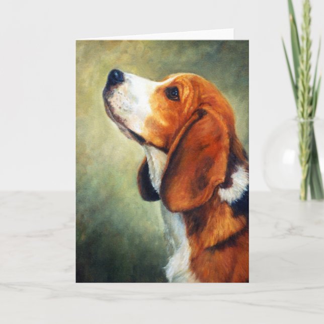 Beagle Dog Portrait Blank Greeting Card (Front)
