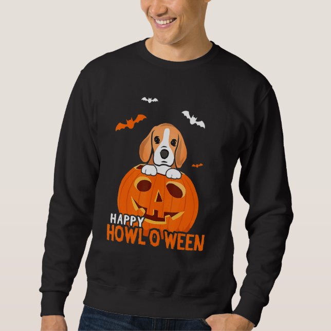 Beagle Dog Pumpkin Halloween Costume Jack O Lanter Sweatshirt (Front)