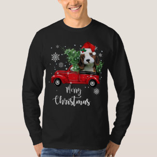Beagle Dog Puppy Ride Red Truck Christmas Pajama T-Shirt