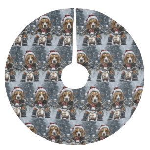 Beagle Dog Riding Motorcycle Christmas Brushed Polyester Tree Skirt