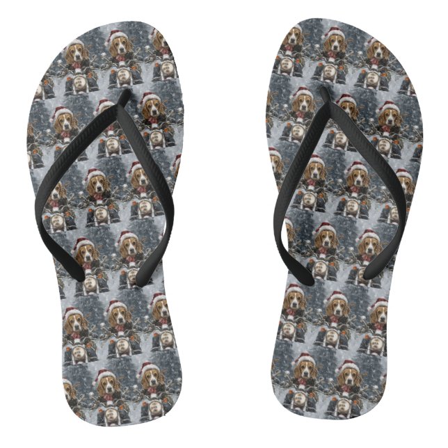 Beagle Dog Riding Motorcycle Christmas Jandals (Footbed)