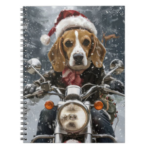 Beagle Dog Riding Motorcycle Christmas Notebook