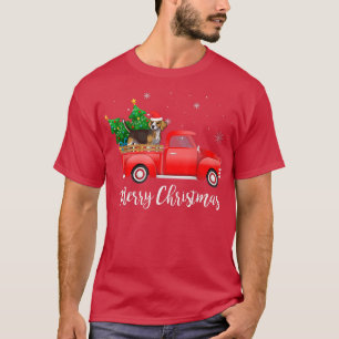 Beagle Dog Riding Red Truck Christmas T-Shirt