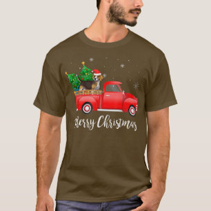 Beagle Dog Riding Red Truck Christmas T-Shirt