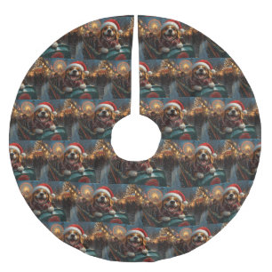 Beagle Dog Roller Coaster Christmas Brushed Polyester Tree Skirt