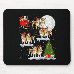 Beagle Dog Santa Sleigh Flying Funny Magical Chris Mouse Pad