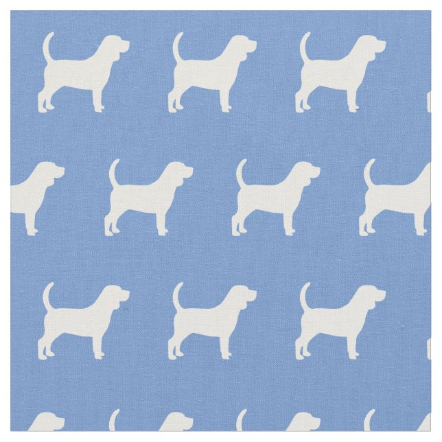 Beagle Dog Silhouette Pet Light Blue Fabric (Close Up)
