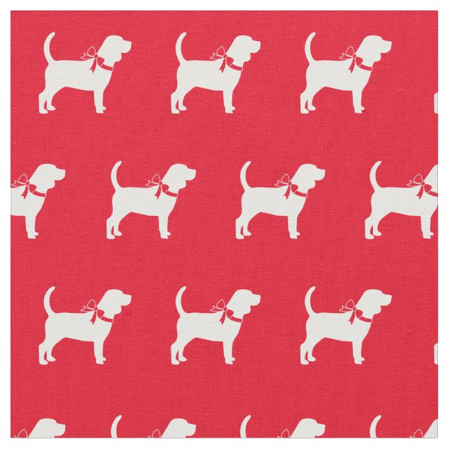 Beagle Dog Silhouette Pet Red Fabric (Close Up)