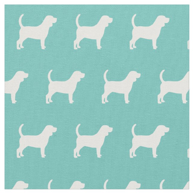 Beagle Dog Silhouette Pet Teal Fabric (Close Up)