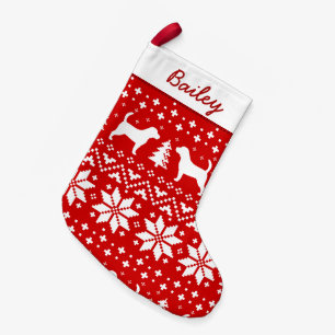 Beagle Dog Silhouettes Holiday Pattern Cute Canine Small Christmas Stocking