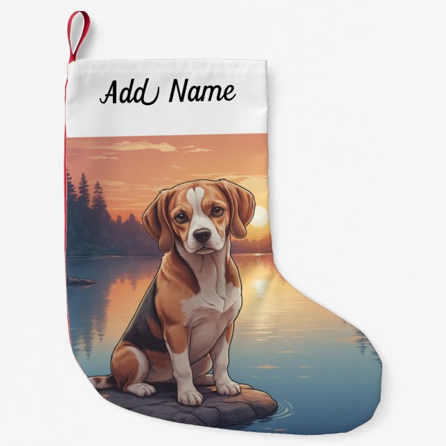 Beagle dog small christmas stocking (Front)