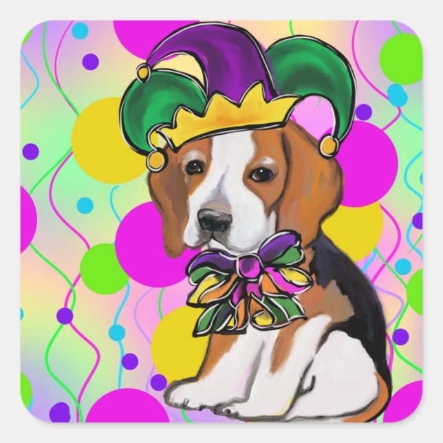 Beagle Dog Square Sticker (Front)