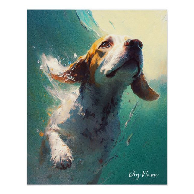 Beagle dog swimming in water 005 poster (Front)