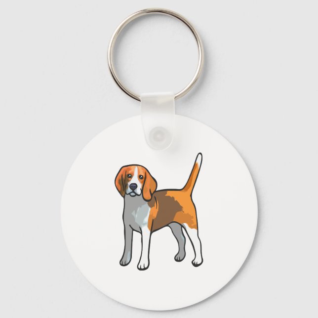 Beagle Dog T Shirt Key Ring (Front)