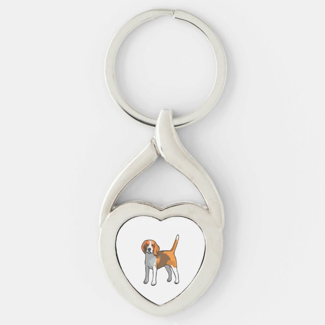 Beagle Dog T Shirt Key Ring (Front)
