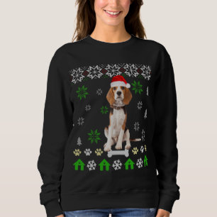Beagle Dog Ugly Christmas - Beagle Dog Hat Santa Sweatshirt