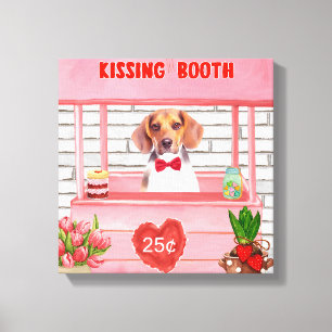 Beagle Dog Valentine's Day Kissing Booth Canvas Print