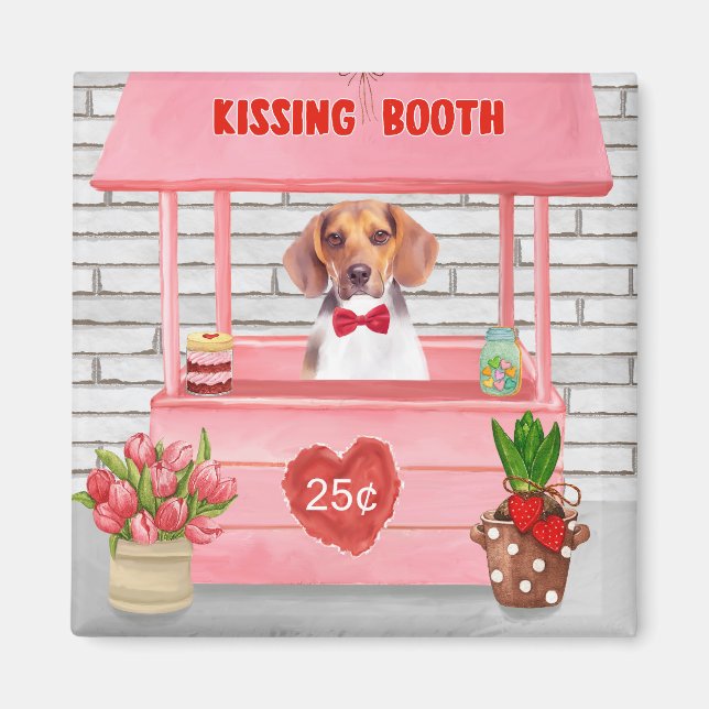 Beagle Dog Valentine's Day Kissing Booth Magnet (Front)