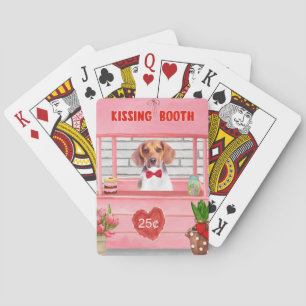 Beagle Dog Valentine's Day Kissing Booth Playing Cards