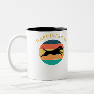 Beagle Dog Vintage Retro Happiness Is For Men Wome Two-Tone Coffee Mug