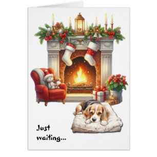 Beagle Dog Waiting for Christmas