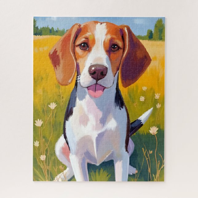 Beagle Dog Watercolor Pet Painting Jigsaw Puzzle (Vertical)