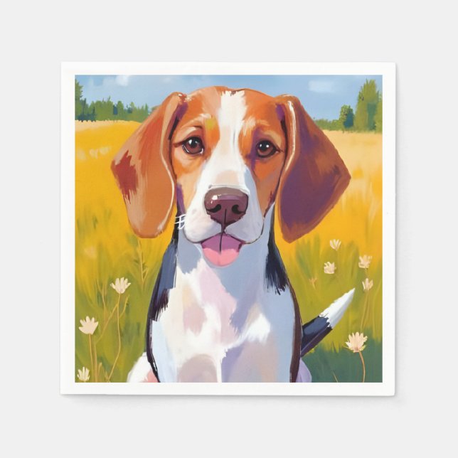 Beagle Dog Watercolor Pet Painting Napkin (Front)