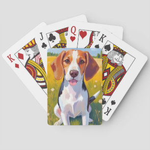 Beagle Dog Watercolor Pet Painting Playing Cards