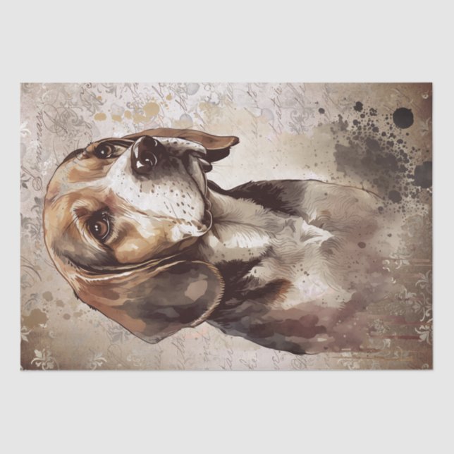 Beagle Dog Watercolor Tissue Paper (Front)